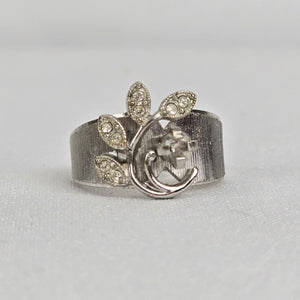 Vintage Silver Gold Plated Flower Ring Size 7