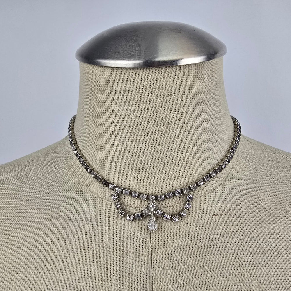 Silver Rhinestone Crystal Choker Necklace
