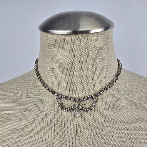 Silver Rhinestone Crystal Choker Necklace