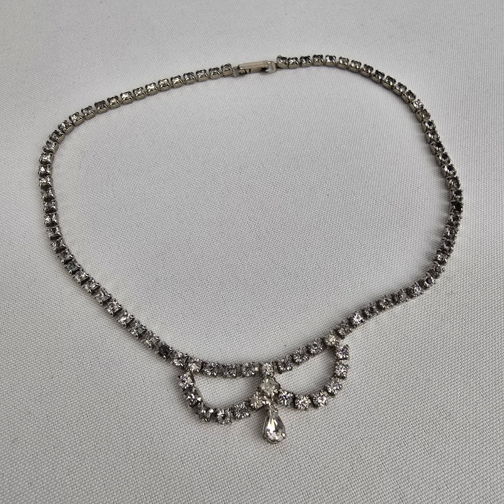 Silver Rhinestone Crystal Choker Necklace