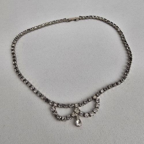 Silver Rhinestone Crystal Choker Necklace