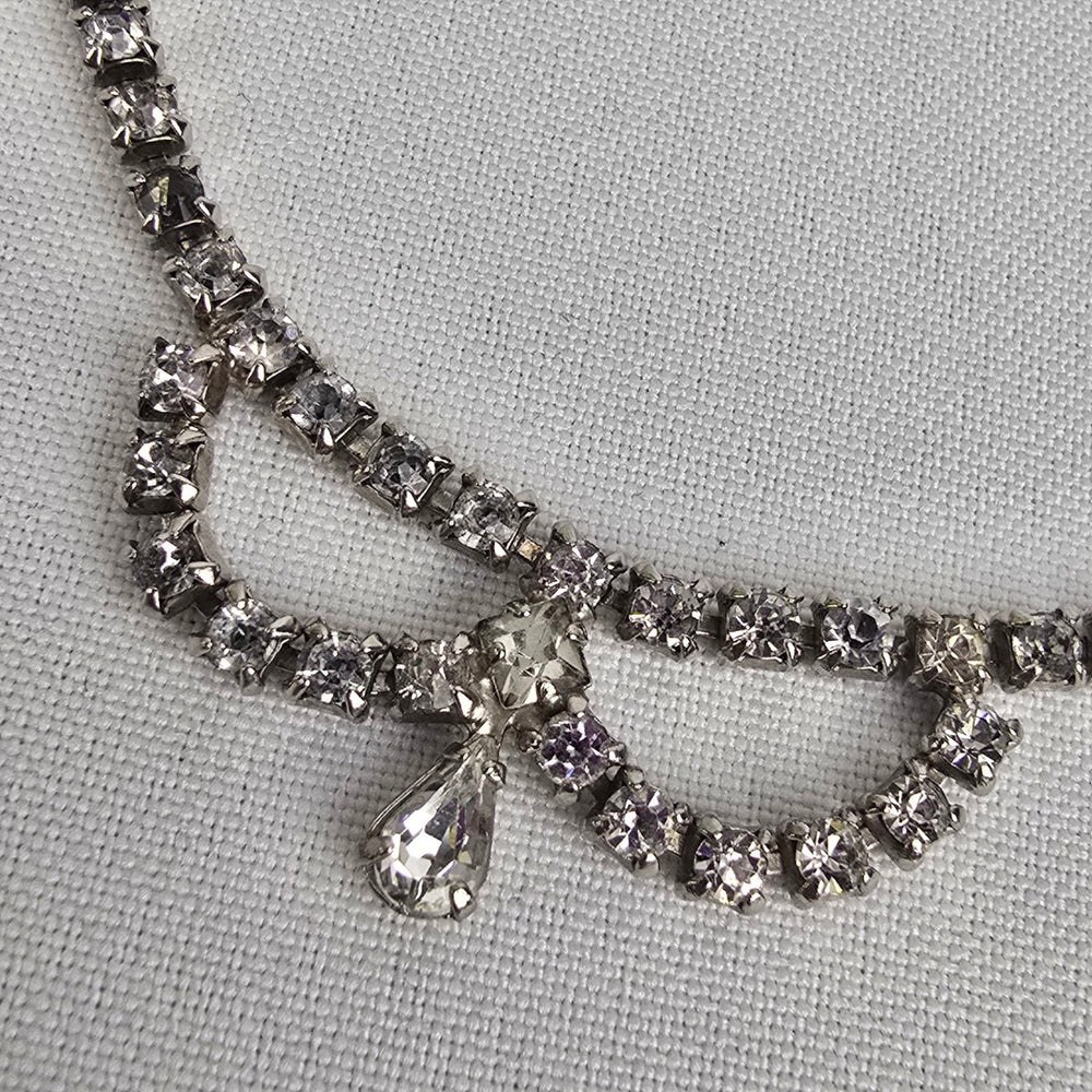 Silver Rhinestone Crystal Choker Necklace