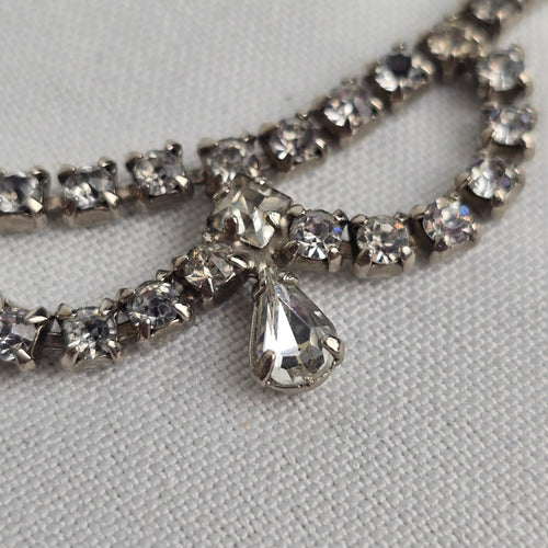 Silver Rhinestone Crystal Choker Necklace
