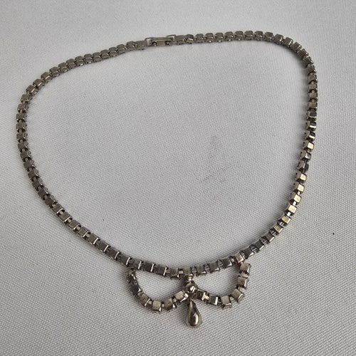 Silver Rhinestone Crystal Choker Necklace