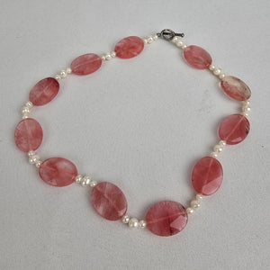 Polished Natural Stone Faux Pearl Necklace