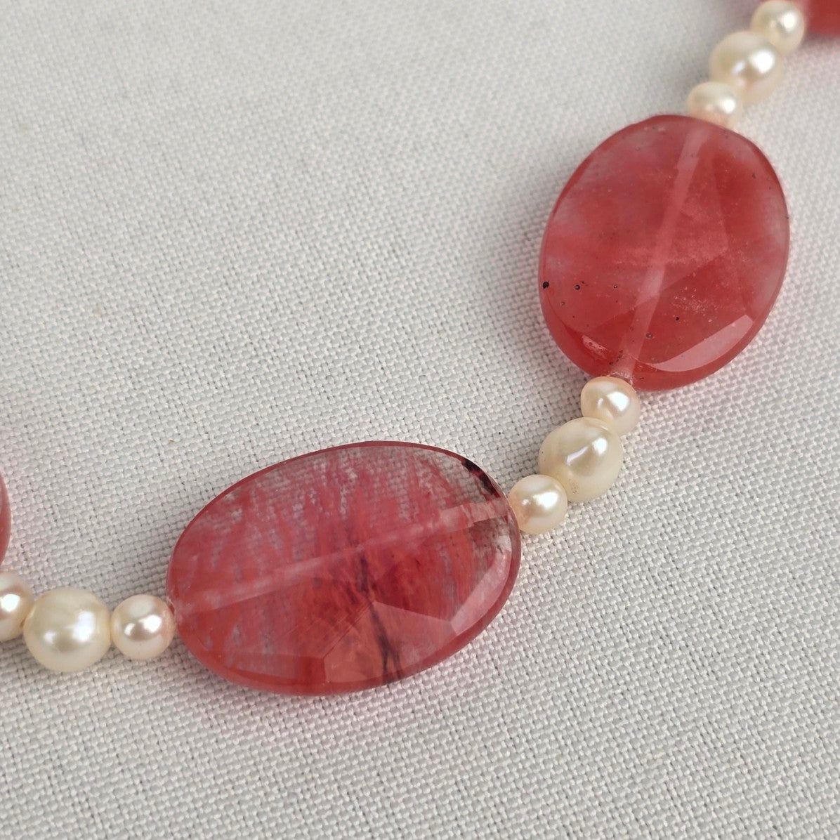 Polished Natural Stone Faux Pearl Necklace