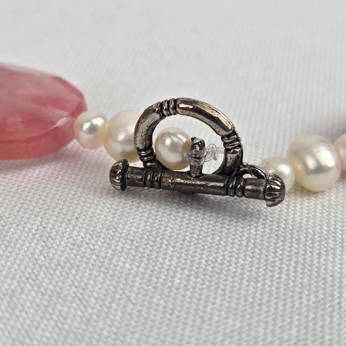 Polished Natural Stone Faux Pearl Necklace