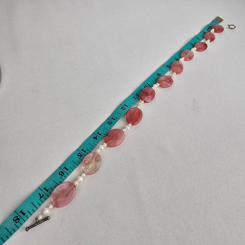 Polished Natural Stone Faux Pearl Necklace
