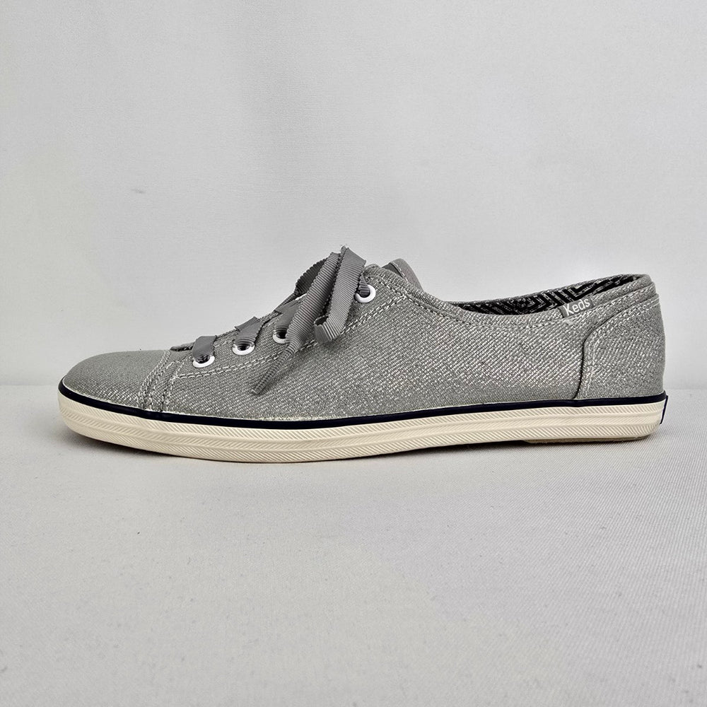 Keds Grey Metallic Lace Up Runners Size 8.5