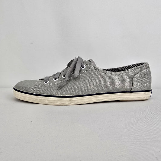 Keds Grey Metallic Lace Up Runners Size 8.5