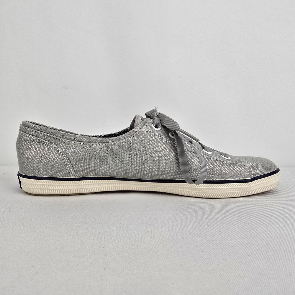 Keds Grey Metallic Lace Up Runners Size 8.5