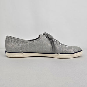 Keds Grey Metallic Lace Up Runners Size 8.5