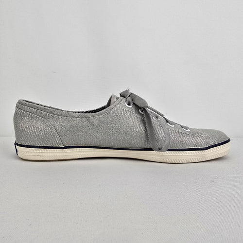 Keds Grey Metallic Lace Up Runners Size 8.5