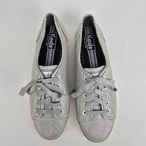 Keds Grey Metallic Lace Up Runners Size 8.5