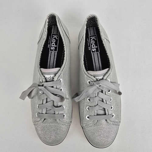 Keds Grey Metallic Lace Up Runners Size 8.5