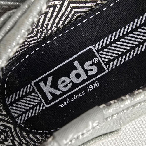 Keds Grey Metallic Lace Up Runners Size 8.5