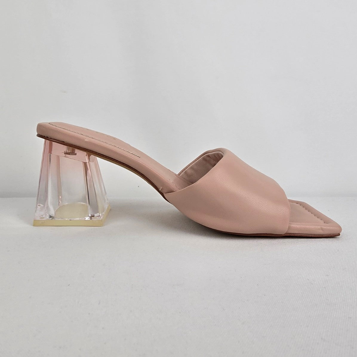 Aldo Pink Square Toe Clear Chunky Heel Mule Shoes Size 7