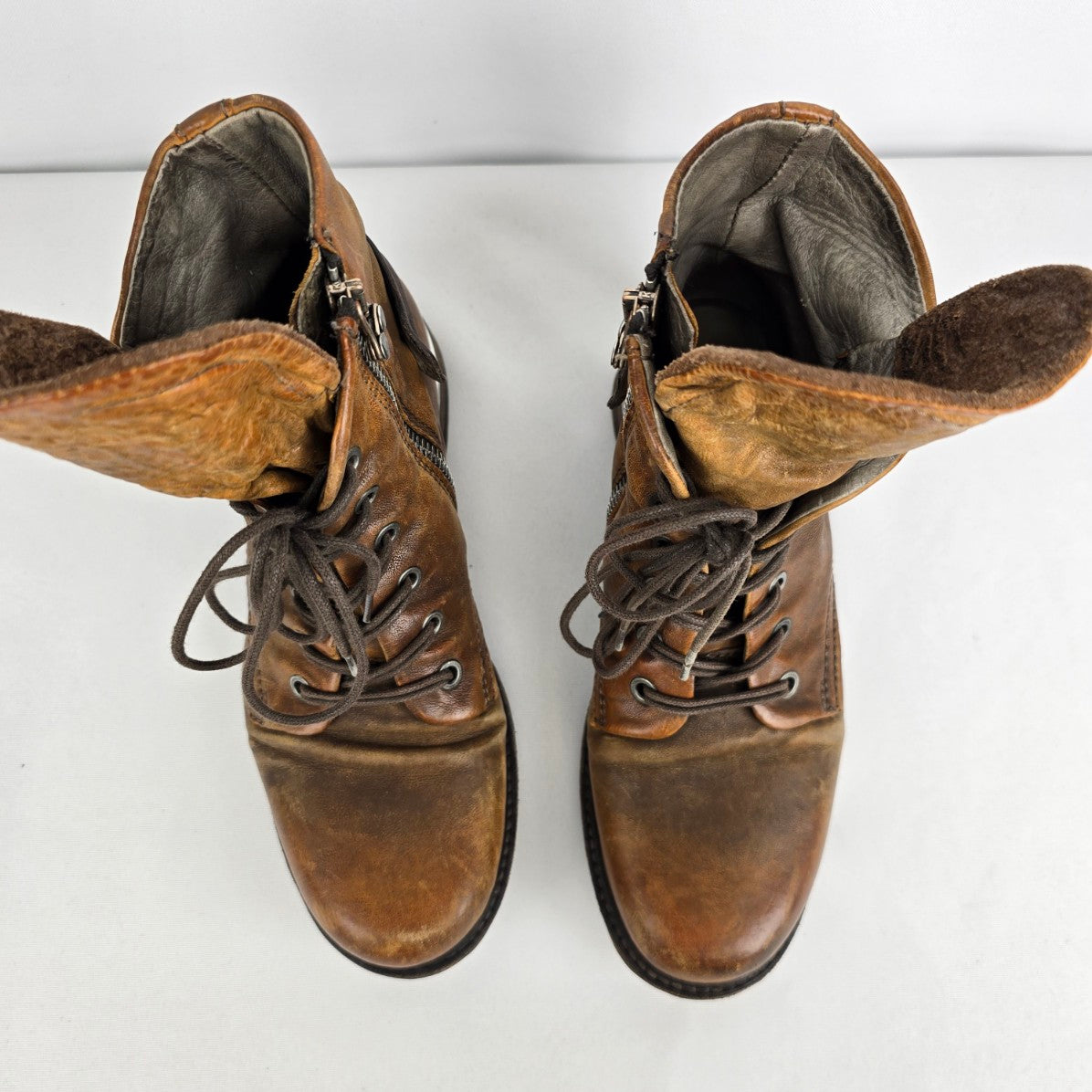 AS98 Brown Leather Strappy Ankle Boots Size 6