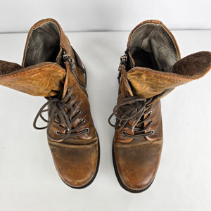 AS98 Brown Leather Strappy Ankle Boots Size 6