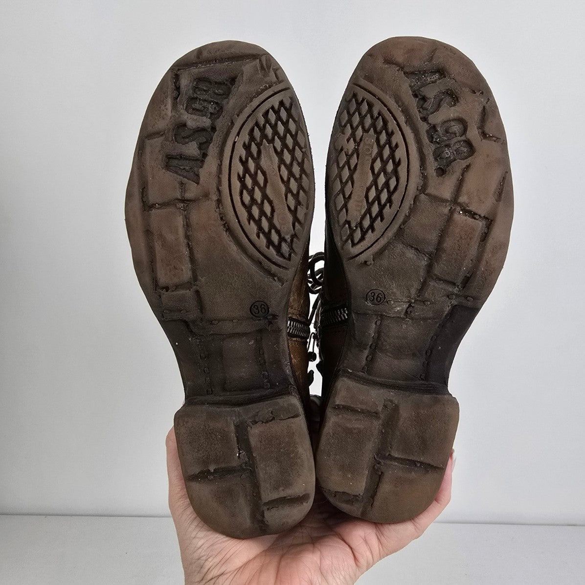 AS98 Brown Leather Strappy Ankle Boots Size 6