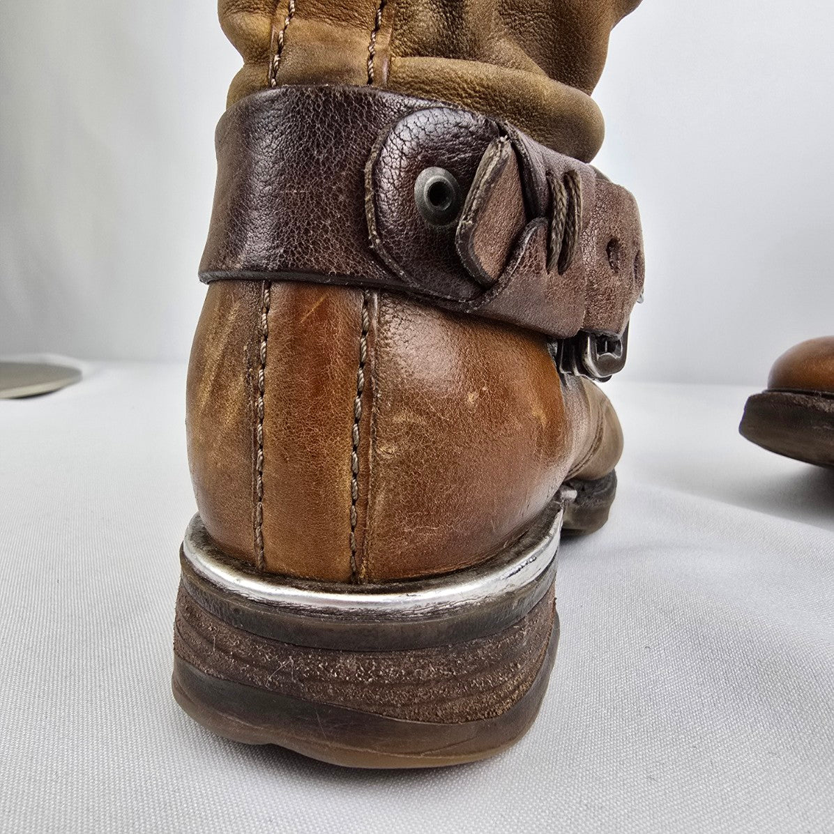 AS98 Brown Leather Strappy Ankle Boots Size 6