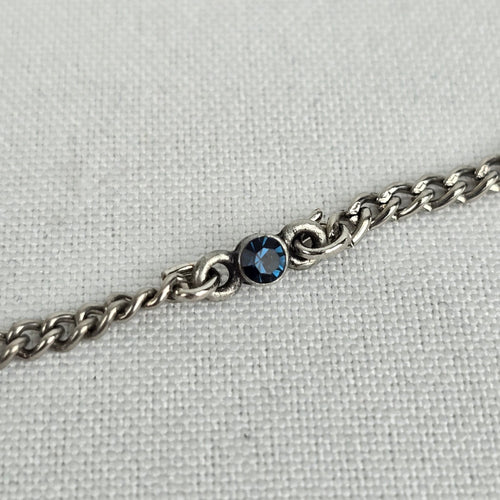 Silver & Blue Rhinestone Fringe Necklace