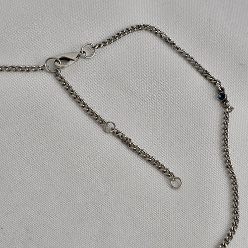 Silver & Blue Rhinestone Fringe Necklace