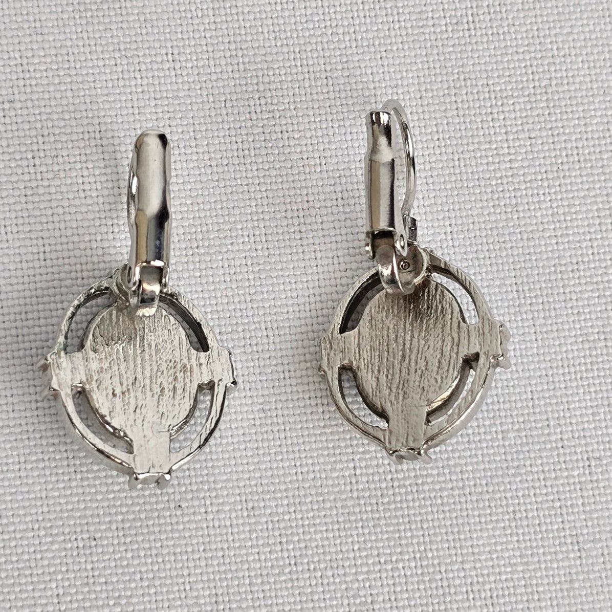 Silver Tone Blue Stone Pendant Necklace & Earrings