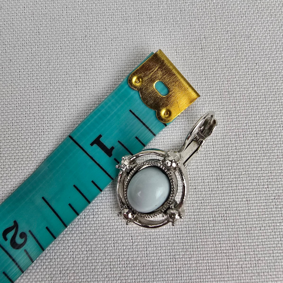 Silver Tone Blue Stone Pendant Necklace & Earrings