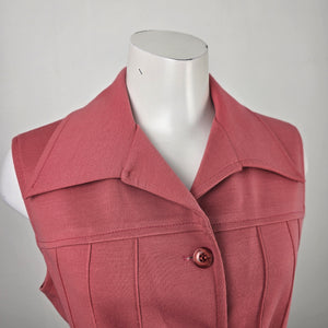 Vintage White Stag Pink Button Up Belted Vest Size M/L