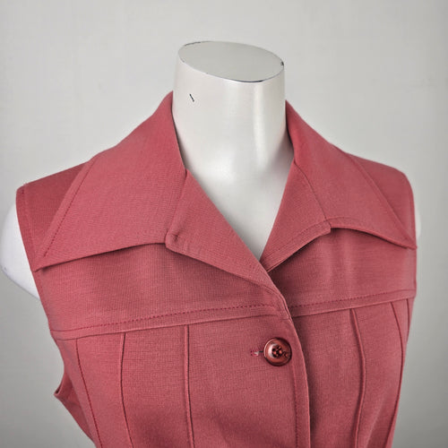 Vintage White Stag Pink Button Up Belted Vest Size M/L