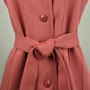 Vintage White Stag Pink Button Up Belted Vest Size M/L