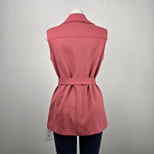 Vintage White Stag Pink Button Up Belted Vest Size M/L