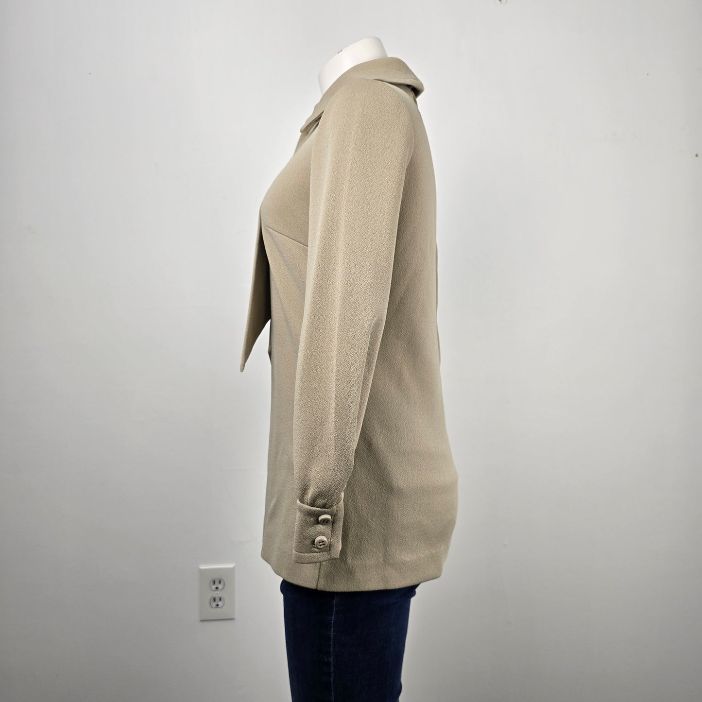 Vintage Brown Handmade Neck Tie Blouse Size S/M