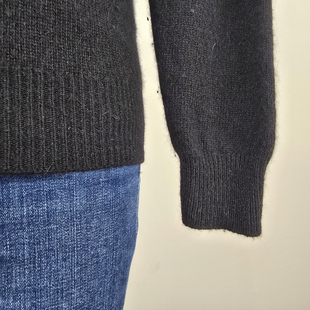 Vintage Climax Black Beaded Lambs Wool Angora Knit Sweater Size M