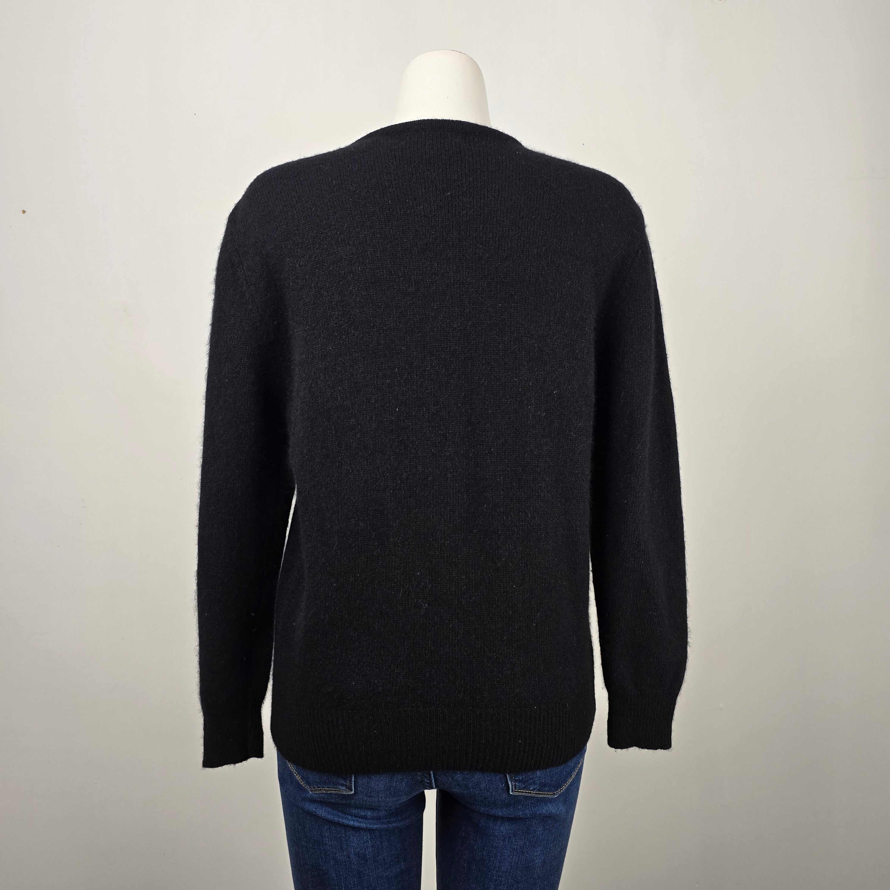 Vintage Climax Black Beaded Lambs Wool Angora Knit Sweater Size M