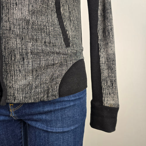 Lululemon Black & White To Class French Terry Cardigan Jacket Size 6