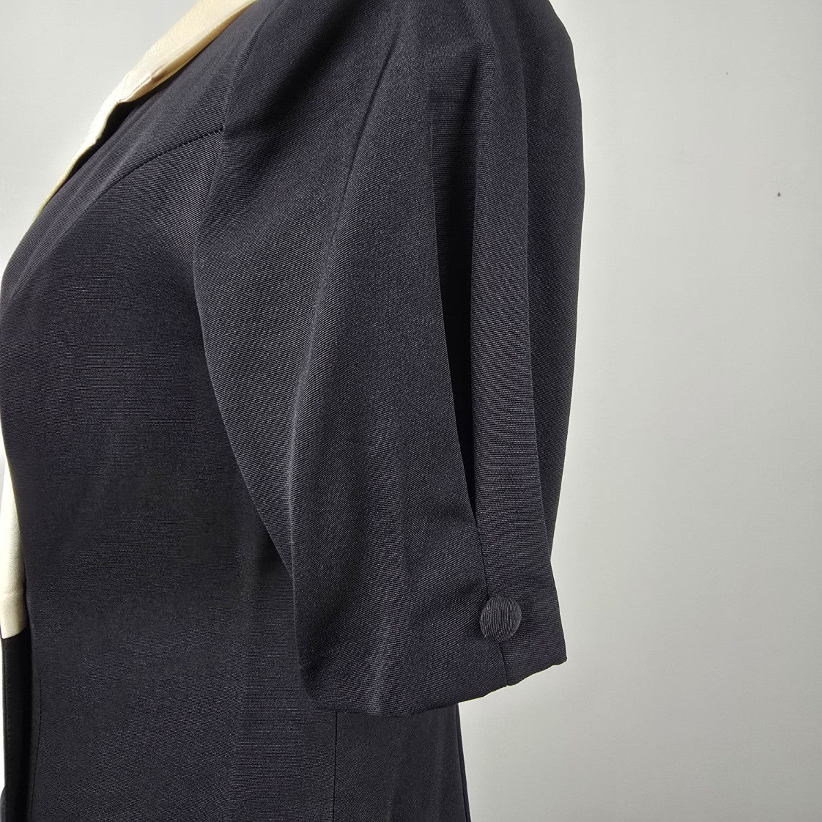 Vintage Savannah Black & Cream Collared Double Breasted Dress Size S