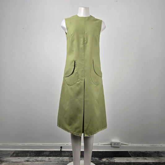 Vintage Handmade Green Midi Dress Size M