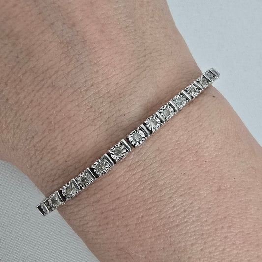 925 Sterling Silver IKS Diamond Tennis Bracelet