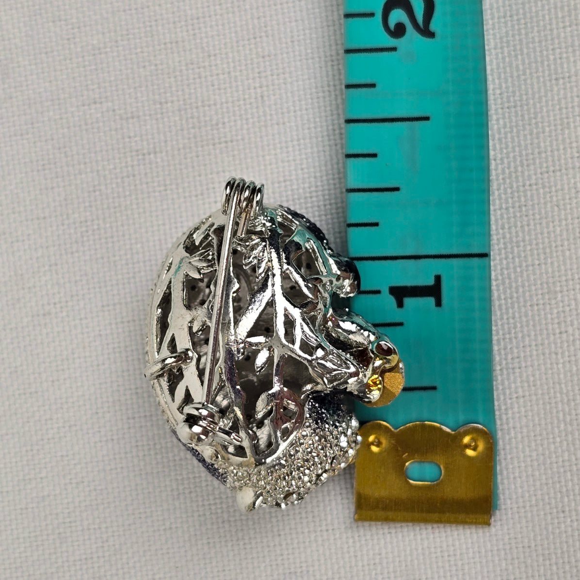 Panda Bear Black Crystal Rhinestone Brooch