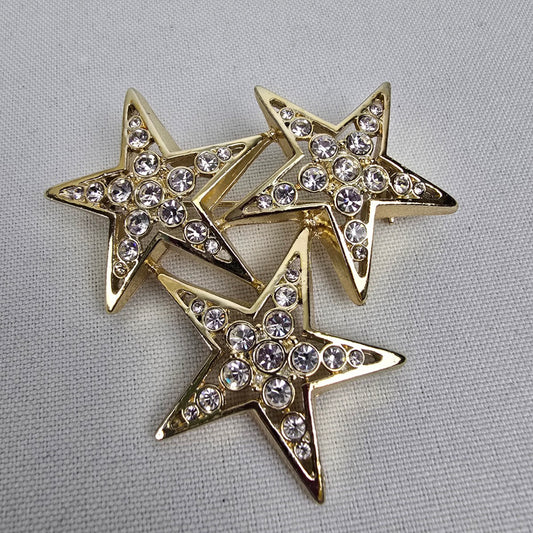 Gold Rhinestone Star Brooch