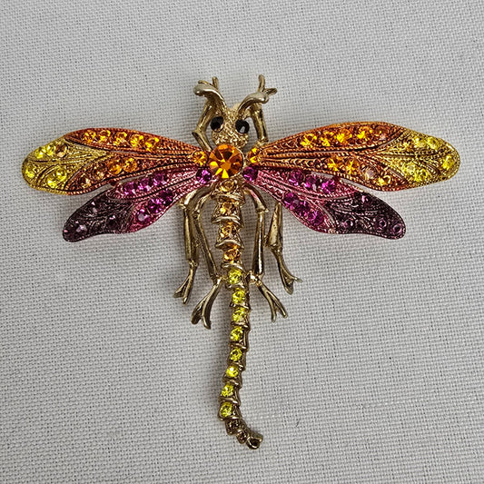 Gold Purple & Orange Fire Fly Brooch