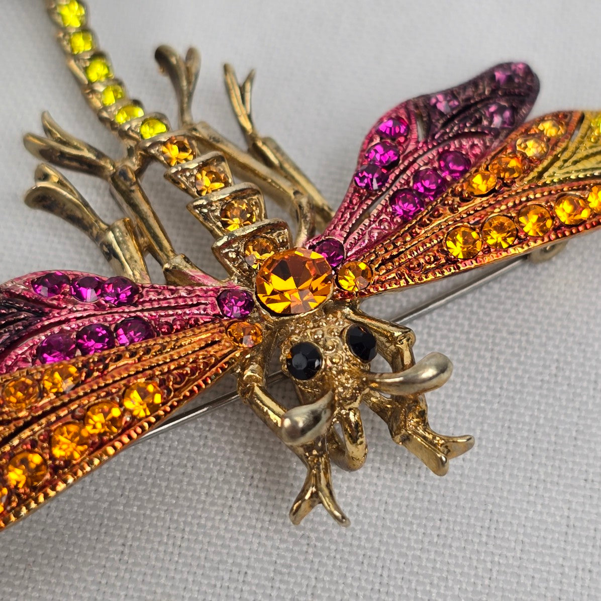 Gold Purple & Orange Fire Fly Brooch