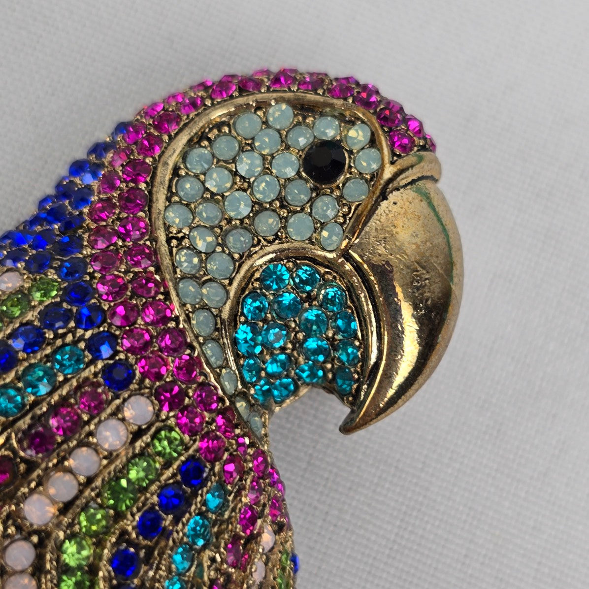 Parrot Colorful Rhinestone Oversize Bird Brooch