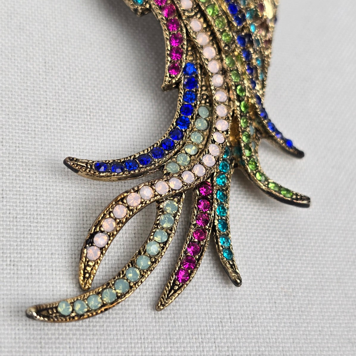 Parrot Colorful Rhinestone Oversize Bird Brooch
