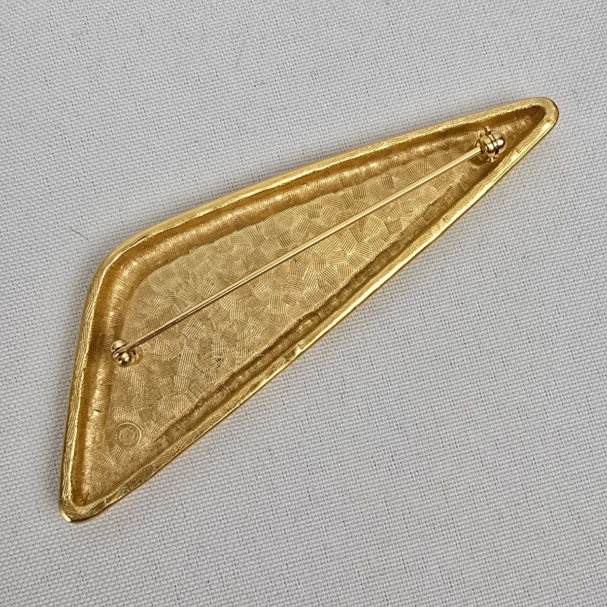 Vintage Red Enamel Gold Triangle Brooch
