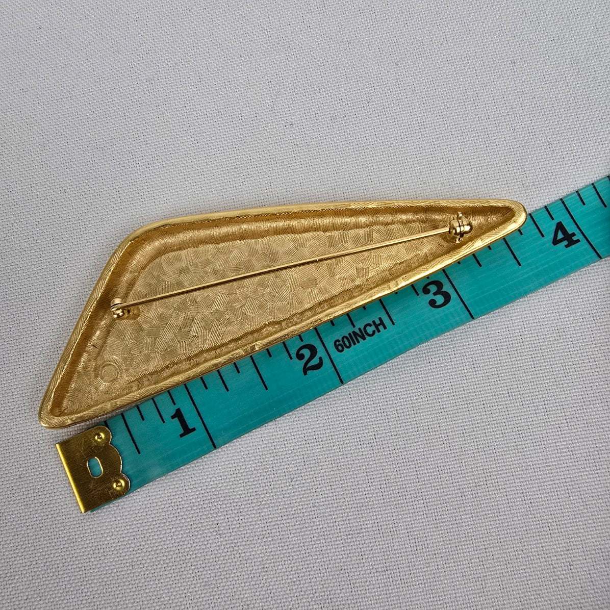 Vintage Red Enamel Gold Triangle Brooch