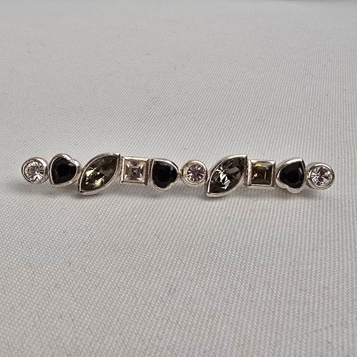 Dyrberg Kern Silver Faceted Stone Bar Brooch