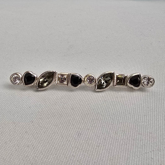 Dyrberg Kern Silver Faceted Stone Bar Brooch